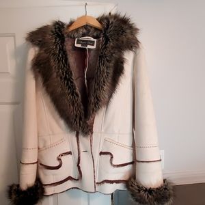 Faux suede fur coat